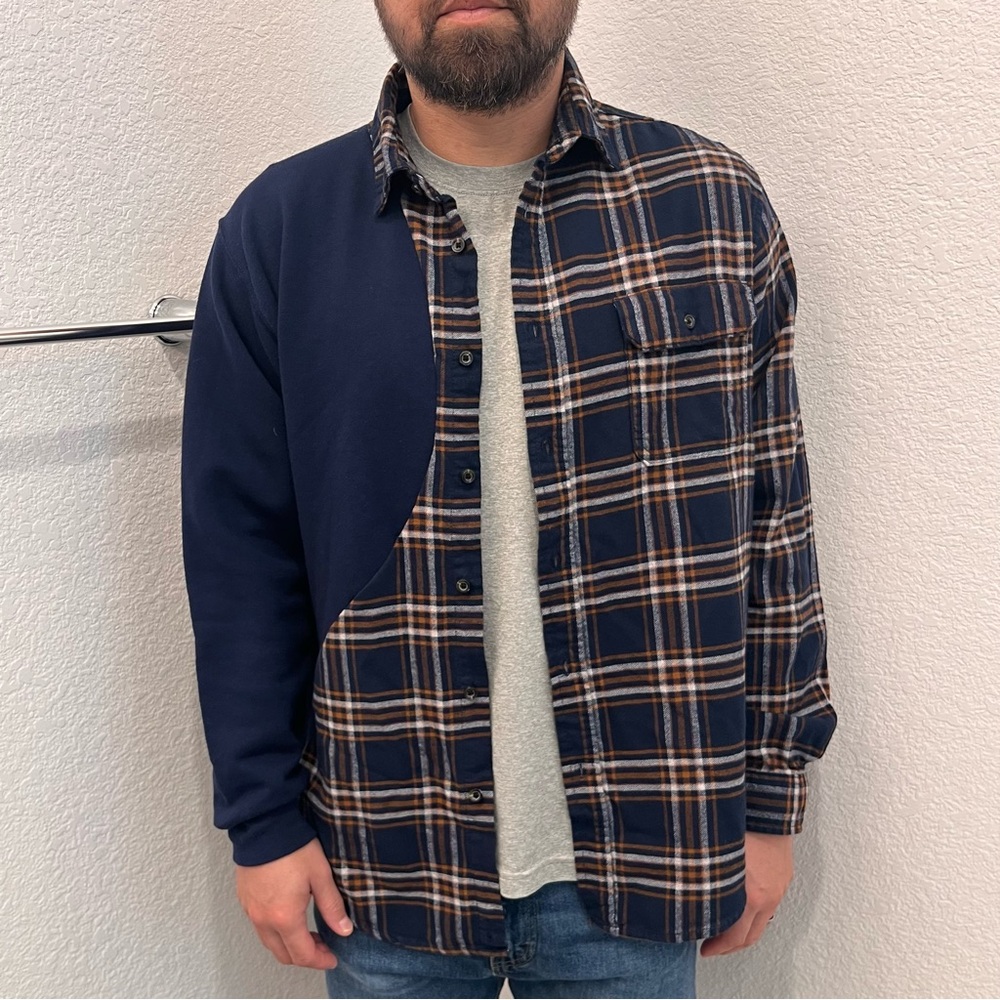 Navy and Brown Plaid Shirt